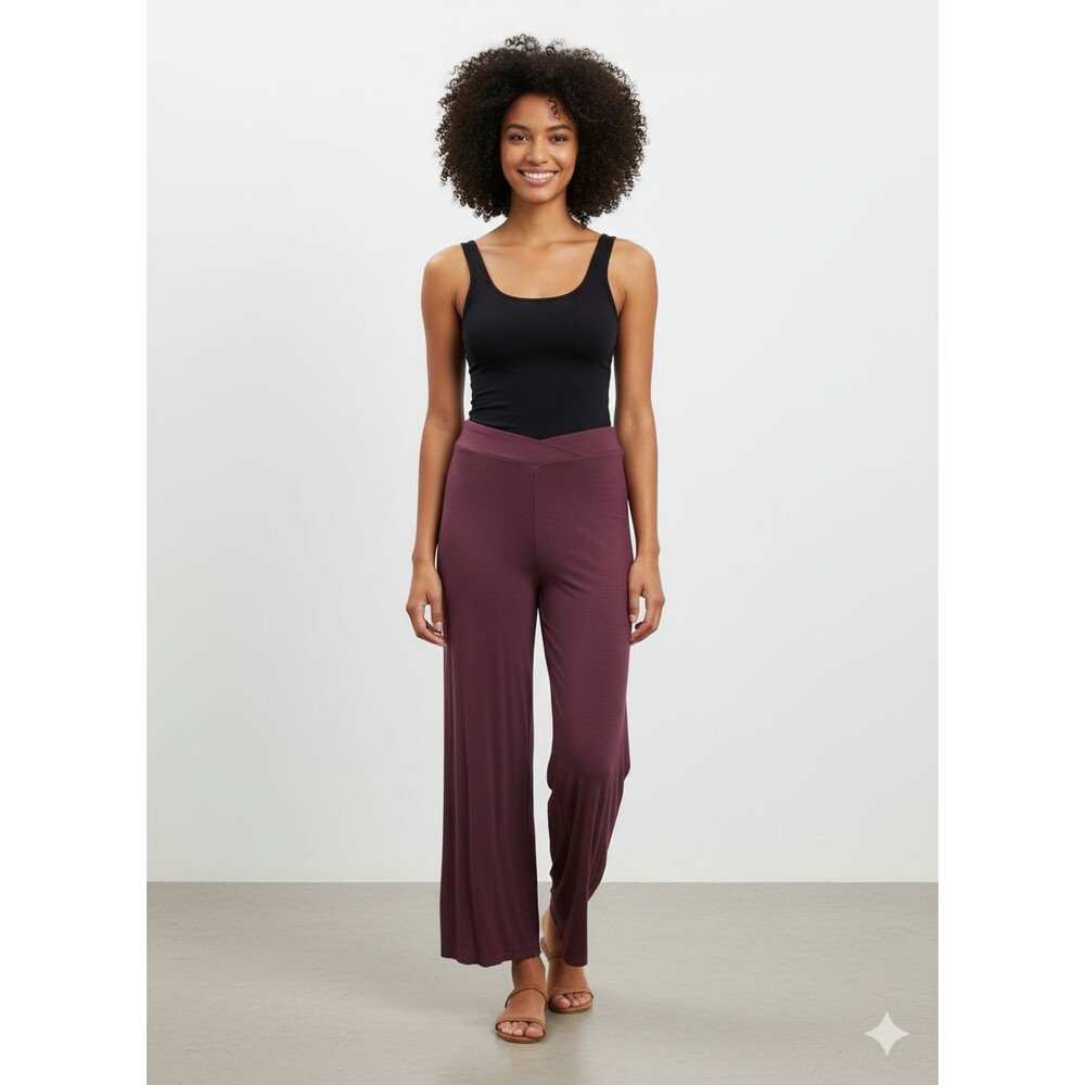 Gottex Studio Women's L Wide Leg‎ Stretch Waist Soft Jersey Knit Pants NEW NWT